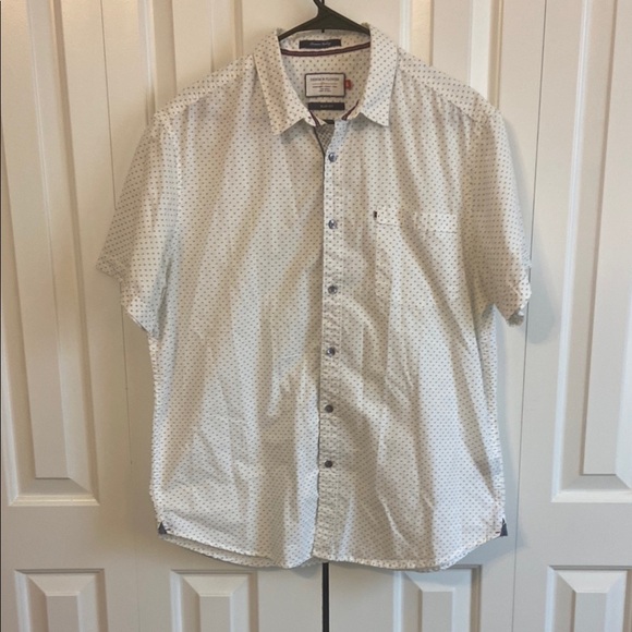 Denim & Flower White and Blue Diamond Pattern Casual Button Down Shirt - Picture 1 of 5